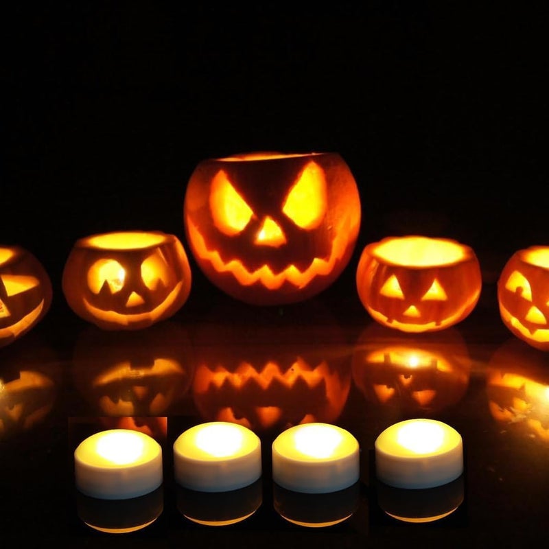 QIDEA Halloween LED Pumpkin Lights with Remote and Timer, Battery Operated Jack-O-Lantern, Bright Flickering Flameless Candles for Pumpkin Decor, Halloween Party Decorations, White, 6 Pack - Image 4